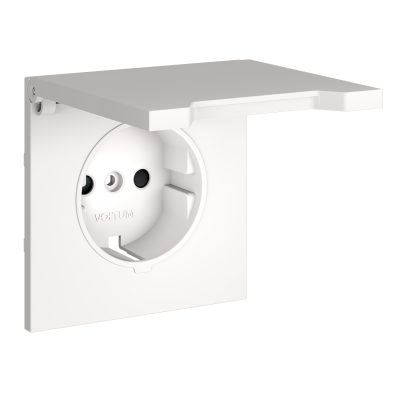 Накладка для розетки с заземлением, защитными шторками и крышкой, S70 (белый матовый), VLS000802