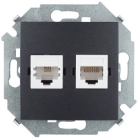 Simon Розетка телефонная RJ11+ компьютерная RJ45 кат.5е, Systimax, графит, 1591590-038