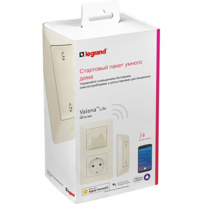752296 - Valena Life with NETATMO. Стартовый пакет.  Шлюз WiFi + умная розетка 2К+З 16А 230В + главный беспроводной выключатель "Я дома/Я вне дома". Цвет Слоновая кость