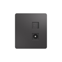 Розетка ROUND компьютерная RJ45 кат6 + TV с/у титан KRANZ, KR-78-0722-2