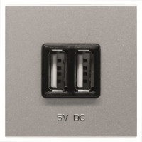 ABB NIE Zenit Серебро Механизм USB зарядного устройства, 2М, 2х750 мА / 1х1500мА