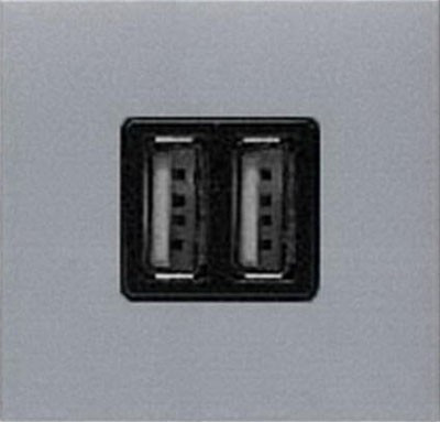 ABB NIE Zenit Серебро Механизм USB зарядного устройства, 2М, 2х750 мА / 1х1500мА