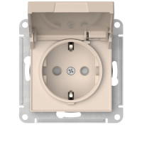 ATN000246S - ATLASDESIGN РОЗЕТКА с заземлением со шторками с крышкой,16А,IP20, мех.,быстрозажим. клем., БЕЖЕВЫЙ, Systeme Electric