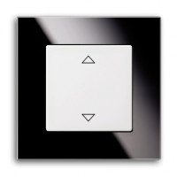 ABB Выключатель жалюзи, Вставка - белый, Рамка - черное стекло, серия Carat