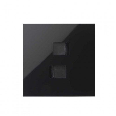 Simon 10020111-138 Кит 1 пост, фронт. Накладка на 2 розетки RJ45 цвета черный глянец S100
