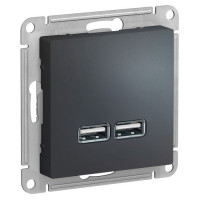 IRIDIUM Розетка USB с двумя разъемами типа A, 5 В, 1 порт 2,1 А, 2 порта 1,05 А, Цвет графит, M0404