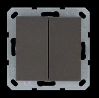 Выключатель двухклавишный 10A 250V~ с накладкой, цвет Мокко, G3023Z, Jasmart Electric