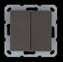 Выключатель двухклавишный 10A 250V~ с накладкой, цвет Мокко, G3023Z, Jasmart Electric