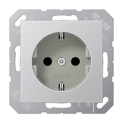 Штепсельная розетка SCHUKO 16А / 250В, с защитными шторками, пружинные зажимы; дюропласт; алюминий; A500, A1520KIAL