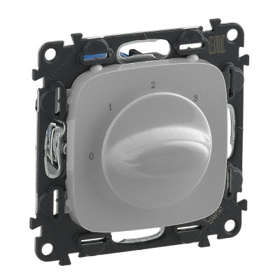 Legrand Valena ALLURE.Выключатель вентилятора 4-позиционный.С лицевой панелью.Винтовые зажимы.Алюминий, 755177