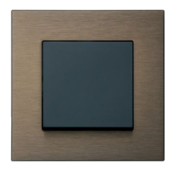 Выключатель 1-клавишный, рамка  из металла цвета коричневый алюминий, клавиша - черный матовый, серия G-Metal, JASMART Electric