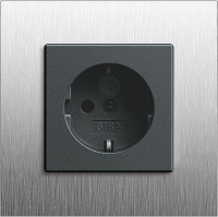 Gira Розетка 2к+з, матовый антрацит - Нержавеющая сталь, серия Esprit