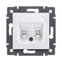 Розетка двойная Ethernet RJ45 Cat.6, белый Kollinger REA-019WH для Aspekt, Eleganz, Reflex