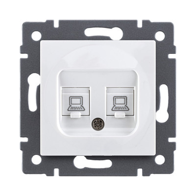 Розетка двойная Ethernet RJ45 Cat.6, белый Kollinger REA-019WH для Aspekt, Eleganz, Reflex