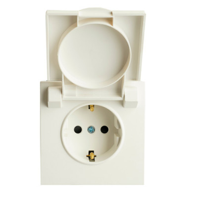 Feron Розетка 1-местная с крышкой с защ. штор с/з, 250В, 16А, серия Эмили, RST16-5112-01, белый фарфор, soft touch, 49881, STEKKER