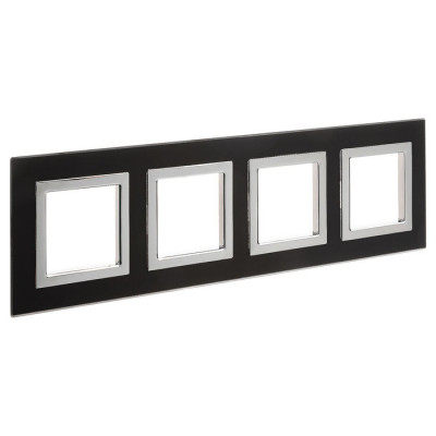 4402828 - ДКС Рамка из натурального стекла, "Avanti", черная, 4 поста