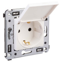 4400013 - ДКС Розетка с крышкой в стену, 2P+E, с з/ш, "Avanti", "Белое облако"