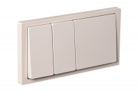 Блок: Выключатель 2-клавишный с розеткой 2к+з, цвет - Шампань, серия D-Life