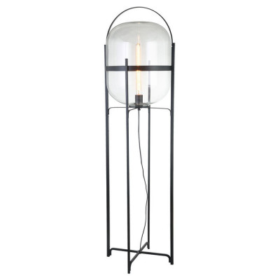 LUSSOLE CLARKE Торшеры, цвет основания - черный, плафон - стекло (цвет - прозрачный), 1x40W E27, LSP-0603