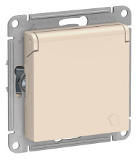 ATN000246 - ATLASDESIGN РОЗЕТКА с заземлением со шторками с крышкой, 16А, IP20, механизм, БЕЖЕВЫЙ, Systeme Electric