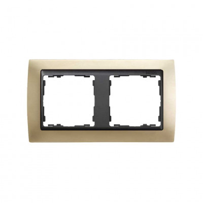 Simon S82 Рамка 2-ная, шампань матовая - графит, 82824-34