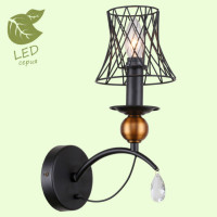 LUSSOLE ARIVACA Бра, цвет основания - черный, плафон - металл (цвет - черный), 1x6W E14, GRLSP-8105