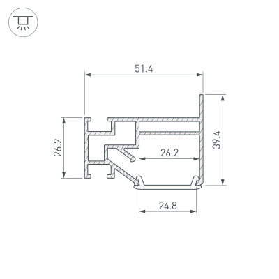 Профиль STRETCH-25-WALL-SIDE-2000 (Arlight, Алюминий), 040061