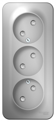 BLANCA О/У РОЗЕТКА 3-я без заземл. со шторк. ИЗОЛ.ПЛ.,16А,250В,АЛЮМИНИЙ