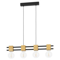 390191 Люстра LEVANTARA, 4X40W (E27), сталь, дерево, черный, коричневый