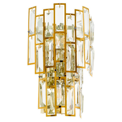 39615 Бра CALMEILLES, 3x25W(E14), L215, H330, А130, сталь, латунь/хрусталь, прозрачный