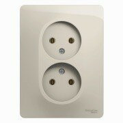 РОЗЕТКА двойная без заземления,16А, 250В, в сборе,МОЛОЧНЫЙ