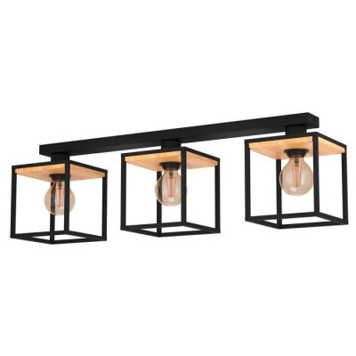 99856 Потолочный светильник LIBERTAD, 3Х40W, E27, L860, B180, H240, сталь, дерево, черный