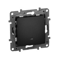 Legrand Выключатель одноклавишный с подсветкой/индикацией - Legrand Etika - 10А 250В безвинтовые зажимы - антрацит, 672603