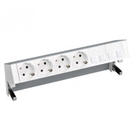 Simon 400 Алюминий Настольный розеточный блок, 4x2P+E, адаптер для 4хRJ45, моноблок, 42604040-133