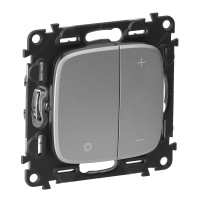 Legrand Valena ALLURE.Светорегулятор кнопочный универсальный 400Вт без нейтрали.С лицевой панелью.Алюминий, 752962