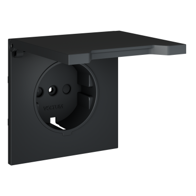 Накладка для розетки с заземлением, защитными шторками и крышкой, S70 (графит), VLS000807