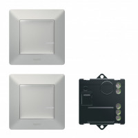 752350 - Valena Life with NETATMO.Пакет для управления освещением c 2х мест. Микромодуль реле 300 Вт 240В + два умных беспроводных 1-клавишных выключателя.Цвет Алюминий