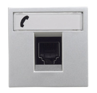 N2217.6 PL - Розетка телекоммуникационная на 6 контактов, 2-модульная, тип RJ12, серия Zenit, цвет серебристый - 2CLA221760N1301