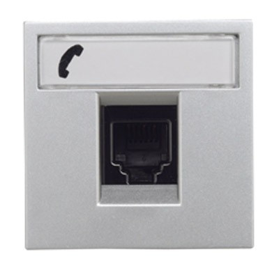 N2217.6 PL - Розетка телекоммуникационная на 6 контактов, 2-модульная, тип RJ12, серия Zenit, цвет серебристый - 2CLA221760N1301