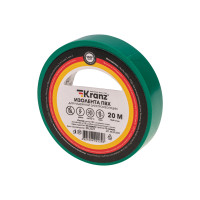 Изолента ПВХ 15 мм х 20 м, зеленая, (упак. 10 рулонов) KRANZ, KR-09-2603