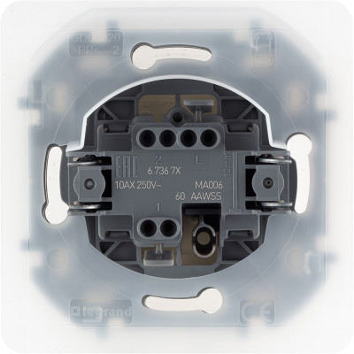 Legrand Переключатель одноклавишный IP44 - Legrand Inspiria - 10А 250В безвинтовые зажимы - слоновая кость, 673671