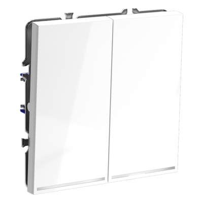 Проходной переключатель встраиваемый VOLTUM S70 двухклавишный с подсветкой 10А, (белый глянцевый), VLS020401