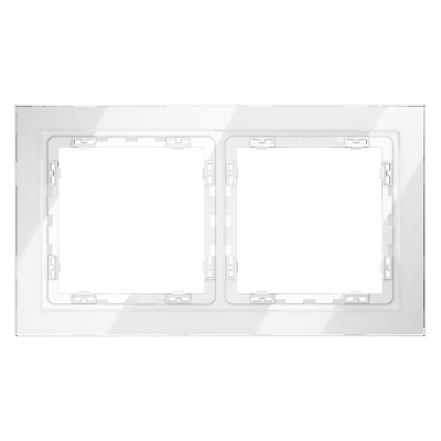 Рамка стеклянная VOLTUM S70 на 2 поста, (белый, стекло), VLS110201