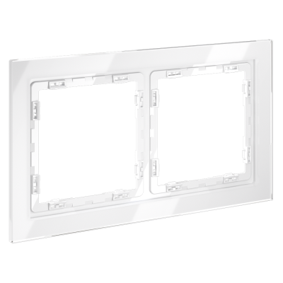 Рамка стеклянная VOLTUM S70 на 2 поста, (белый, стекло), VLS110201