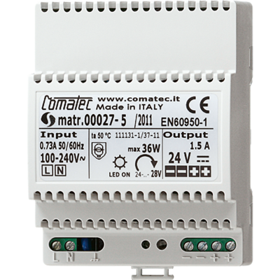 Блок питания для монтажа на DIN-рейку, 4 модуля, выходное напряжение DC 24В, выходной ток 1,5 А; Электроника, NT2415REGVDC