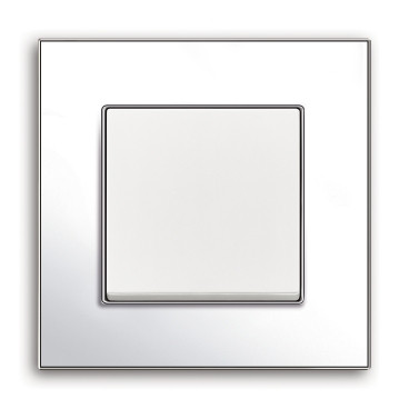 ABB Выключатель 1-клавишный, Вставка - белый, Рамка - Хром, серия Carat