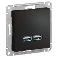 IRIDIUM Розетка USB с двумя разъемами типа A, 5 В, 1 порт 2,1 А, 2 порта 1,05 А, Цвет черный, M0405