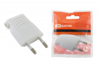 Вилка б/з белая 10А 250В (евровилка CEE 7/16) угловой вывод проводника TDM Electric, SQ1806-0090