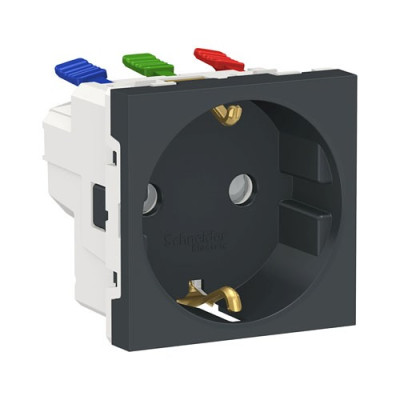 NU305754 - Unica modular розетка с заземлением, со шторками, с быстрозажимные клеммы., 16а 250в, 2мод антр