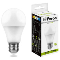 Лампа светодиодная, (15W) 230V E27 4000K A60, LB-94, Feron 25629